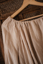 Luna crop musselin blouse in beige