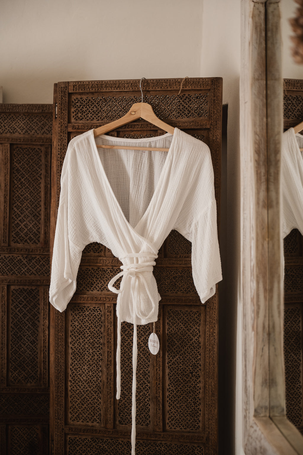Wrap blouse musselin white
