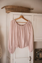 La Luna crop blouse musselin in powder rosa