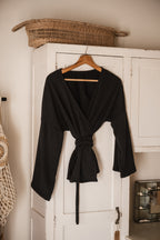 Wrap blouse in black
