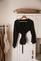 Wrap blouse in black