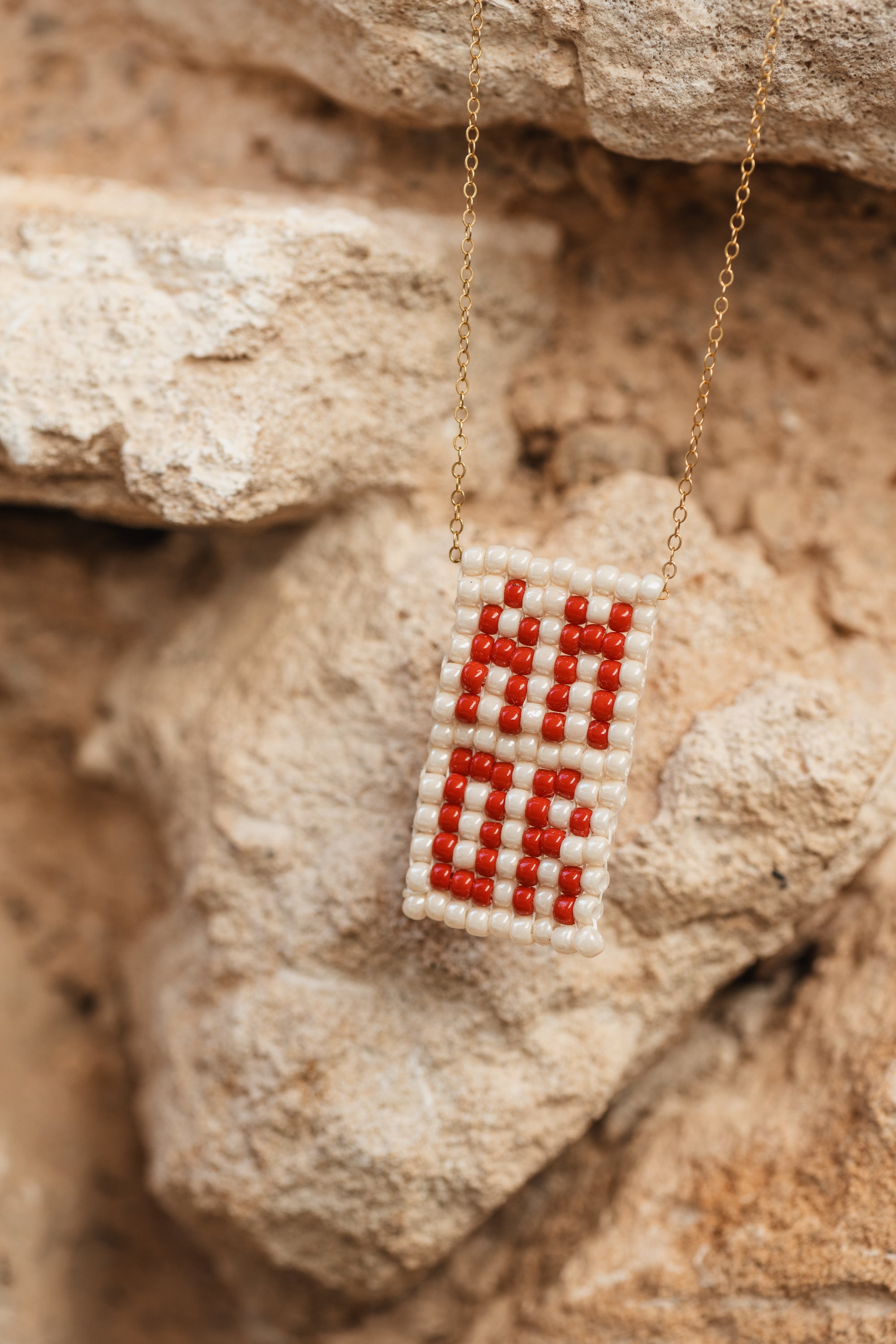 AMOR necklace , red on white