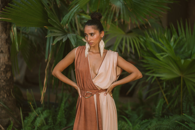 The Kaya dress in terracota pink