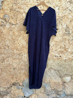 Kaftan dress,  night blue with matching tote bag