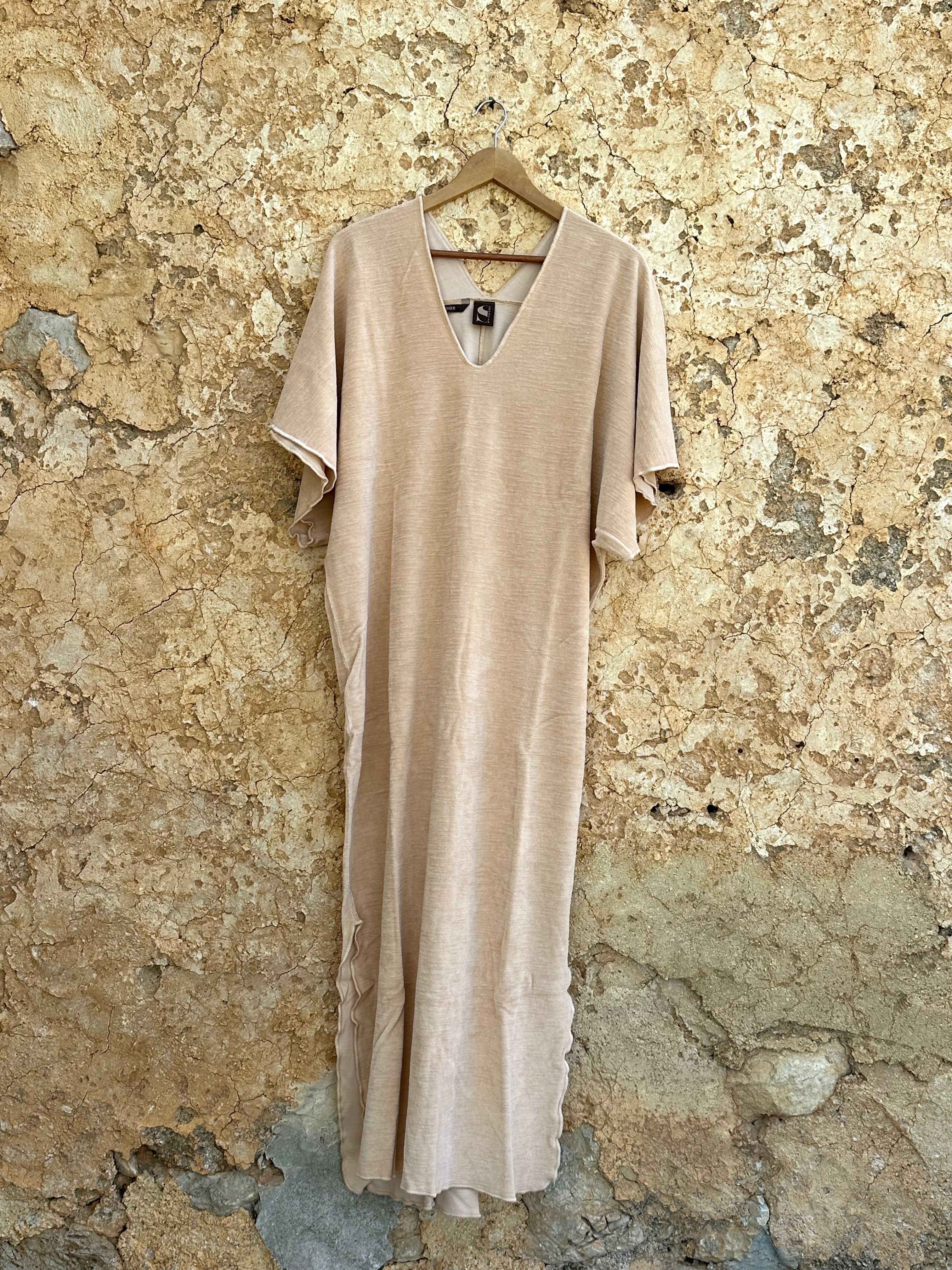 Terry cotton kaftan in Pale blush inclusive matching tote bag