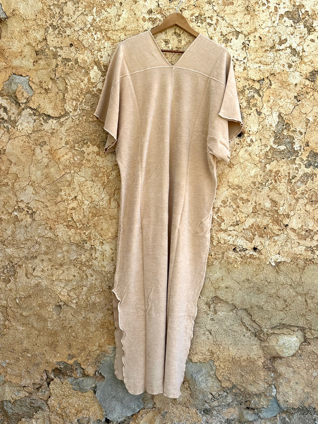 Terry cotton kaftan in Pale blush inclusive matching tote bag