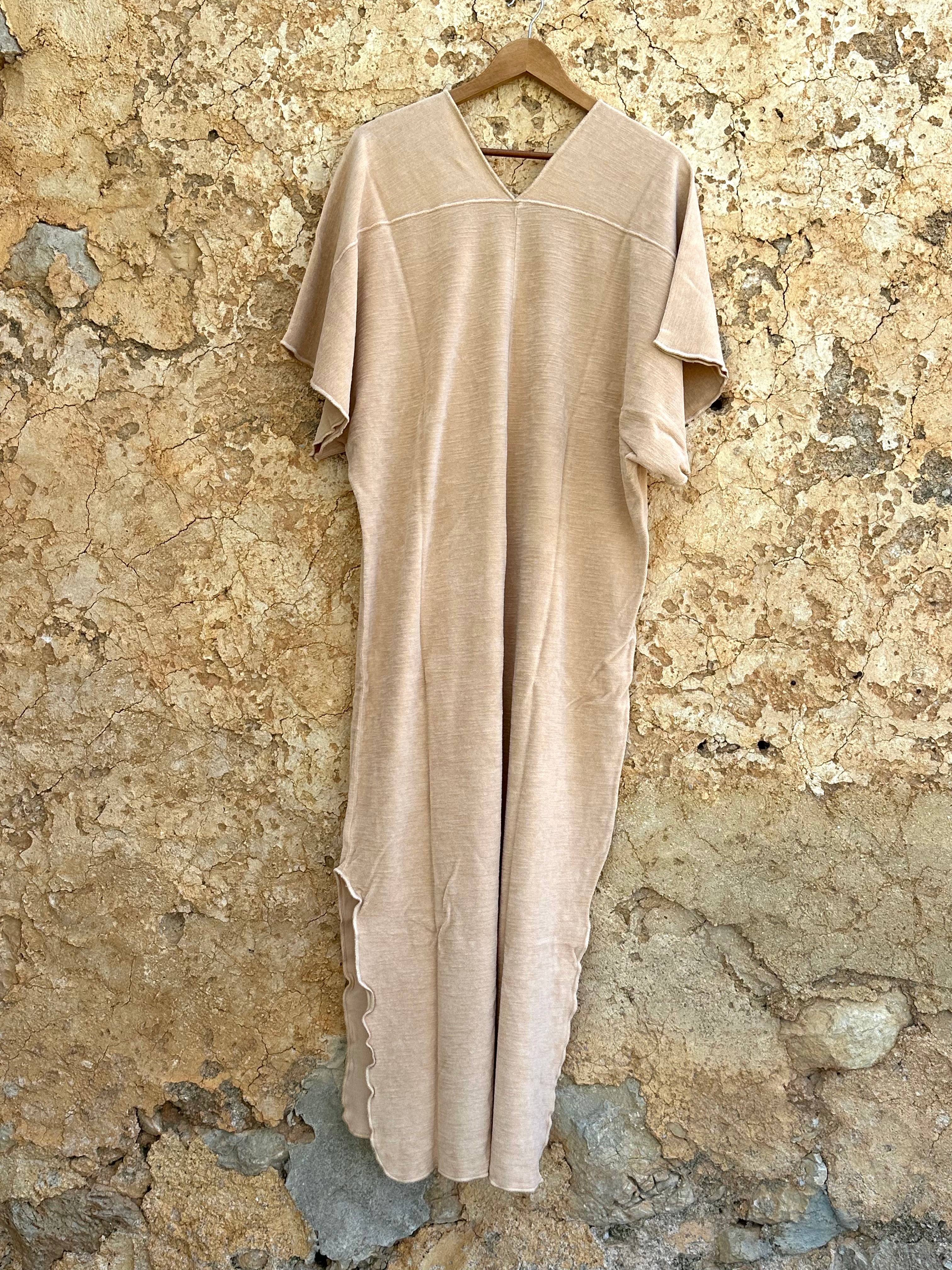 Terry cotton kaftan in Pale blush inclusive matching tote bag