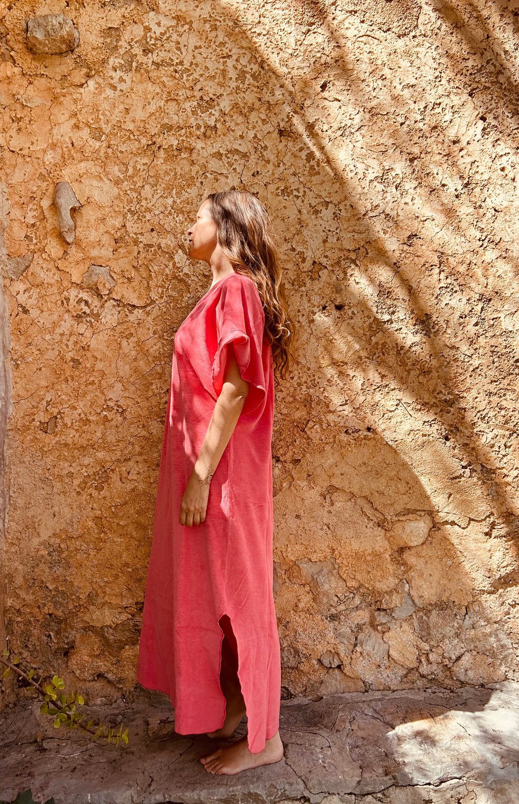 Terry cotton kaftan dress Desert rose