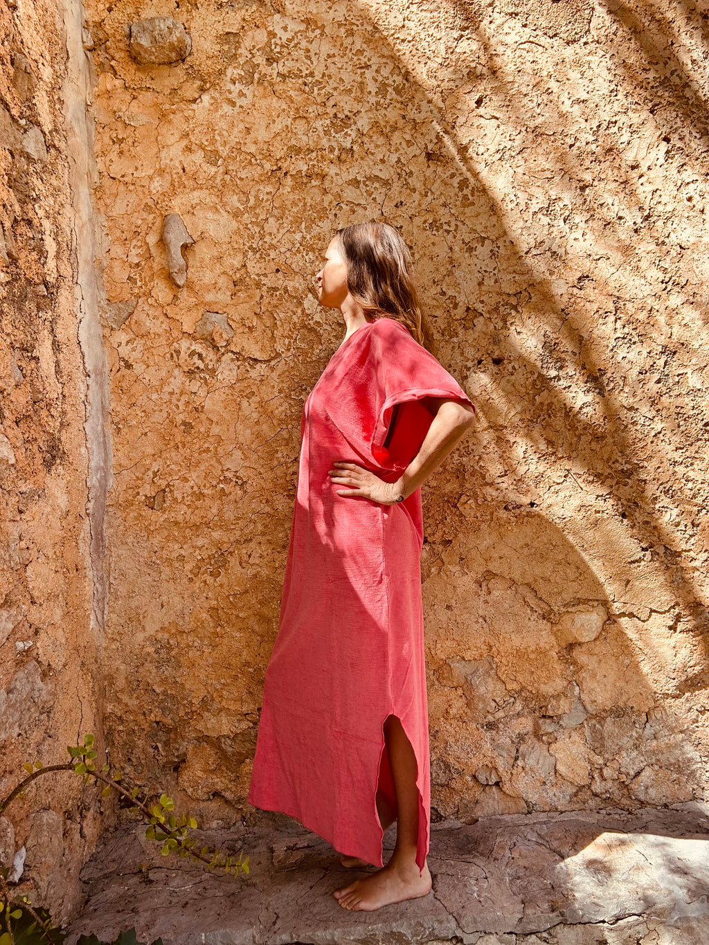 Terry cotton kaftan dress Desert rose