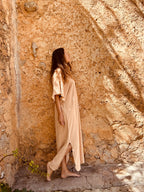 Terry cotton kaftan in Pale blush inclusive matching tote bag