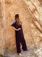 Kaftan dress,  night blue with matching tote bag