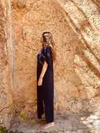 Kaftan dress,  night blue with matching tote bag