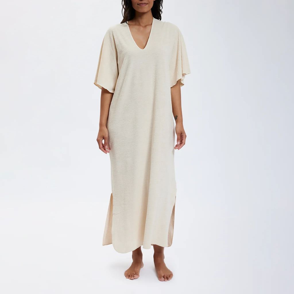terry cotton kaftan, shell, with matching tote bag