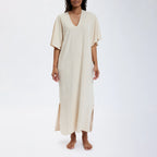 terry cotton kaftan, shell, with matching tote bag