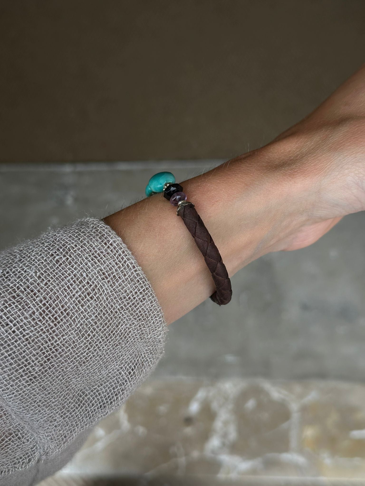 Handcrafted bracelet with gemstones