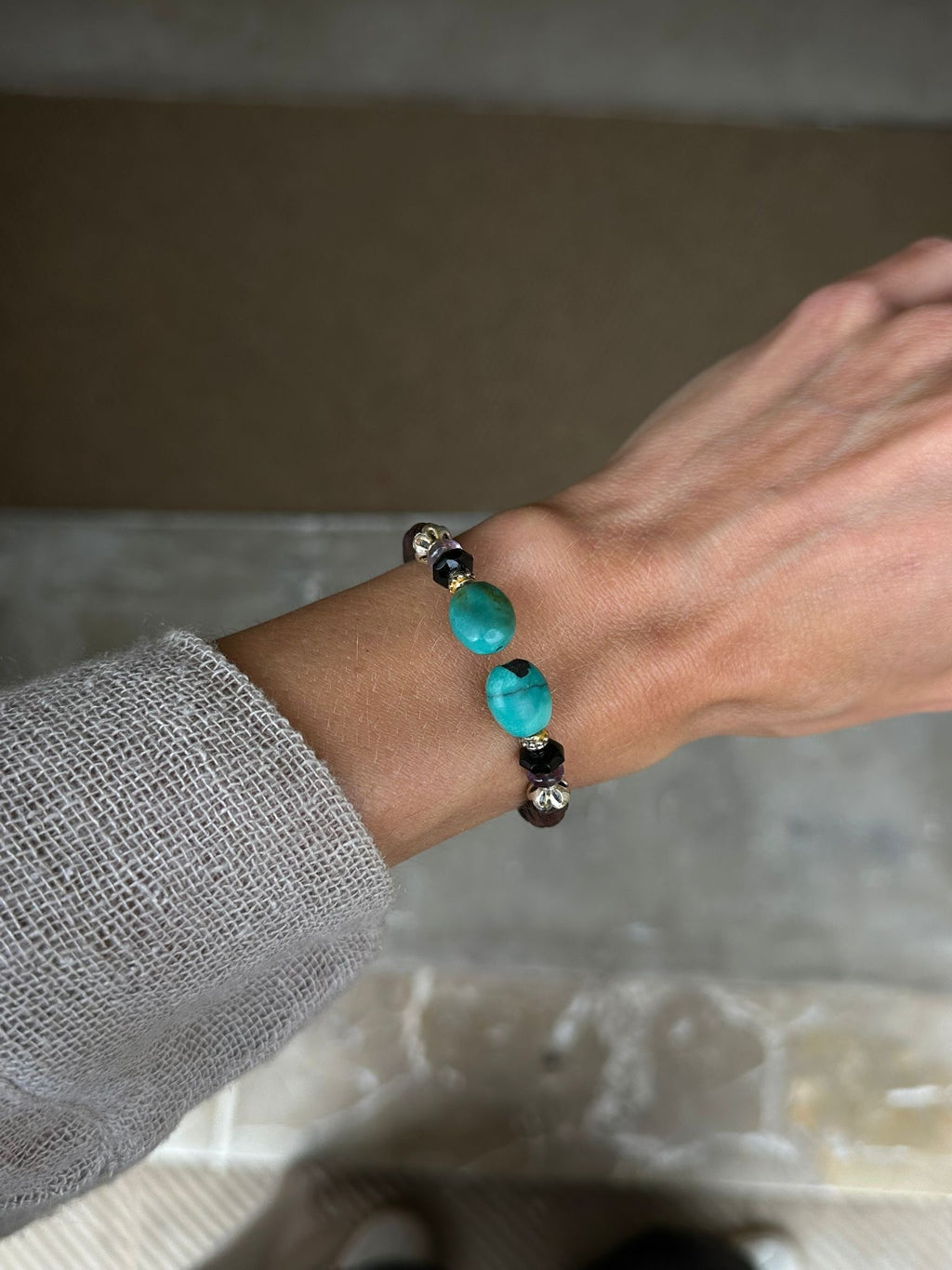 Handcrafted bracelet with gemstones