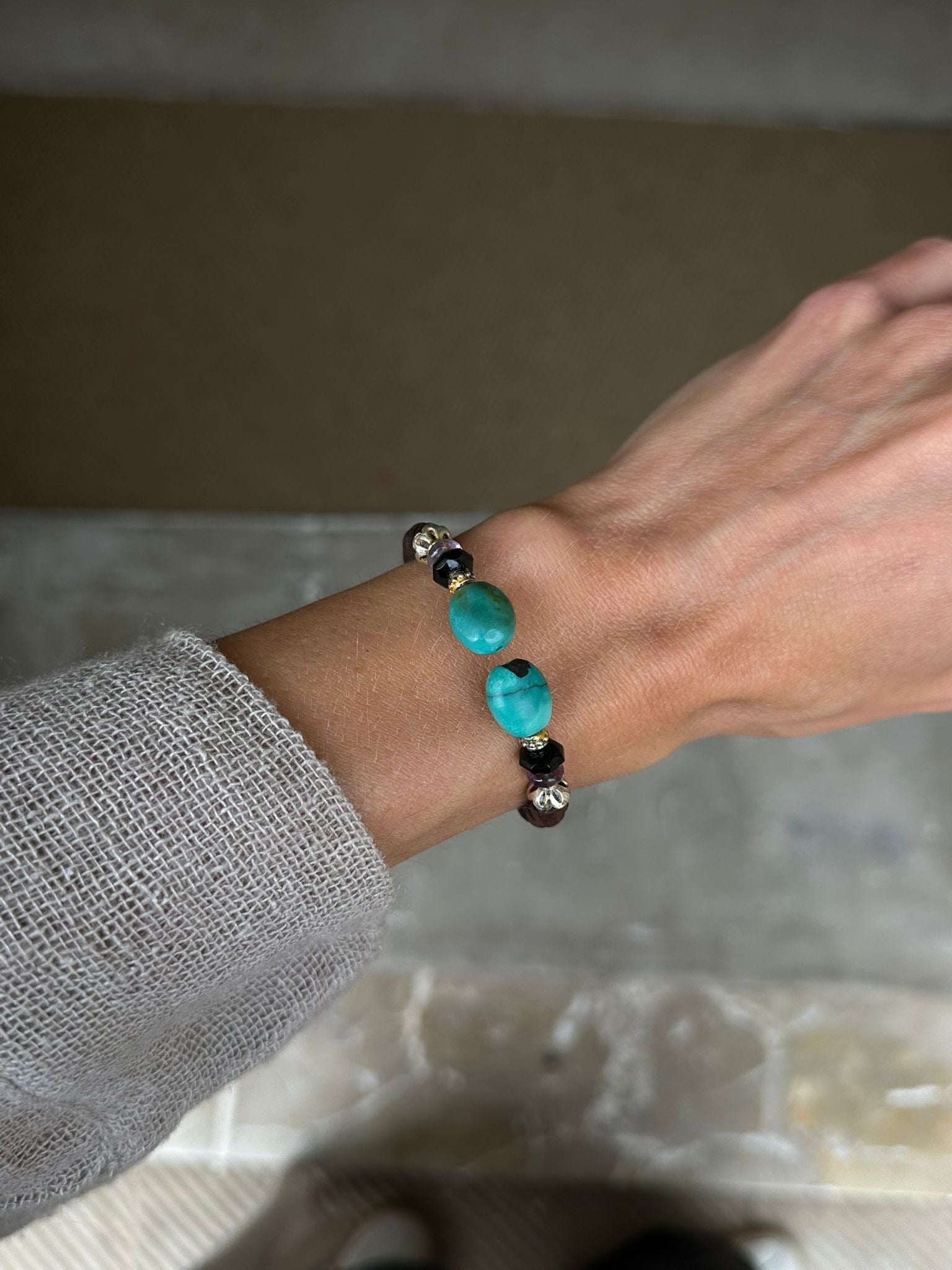 Handcrafted bracelet with gemstones