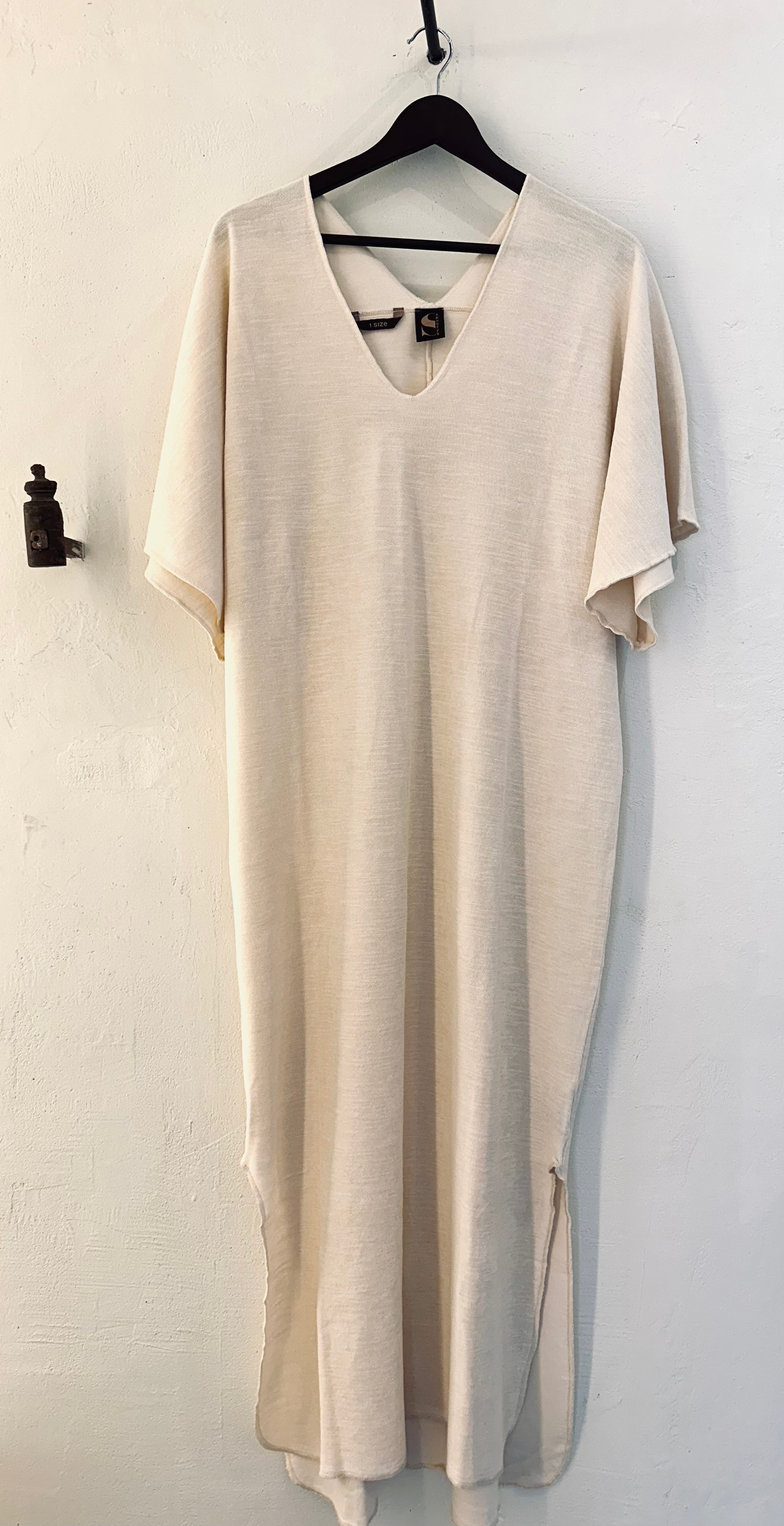terry cotton kaftan, shell, with matching tote bag
