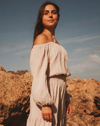 Luna crop musselin blouse in beige